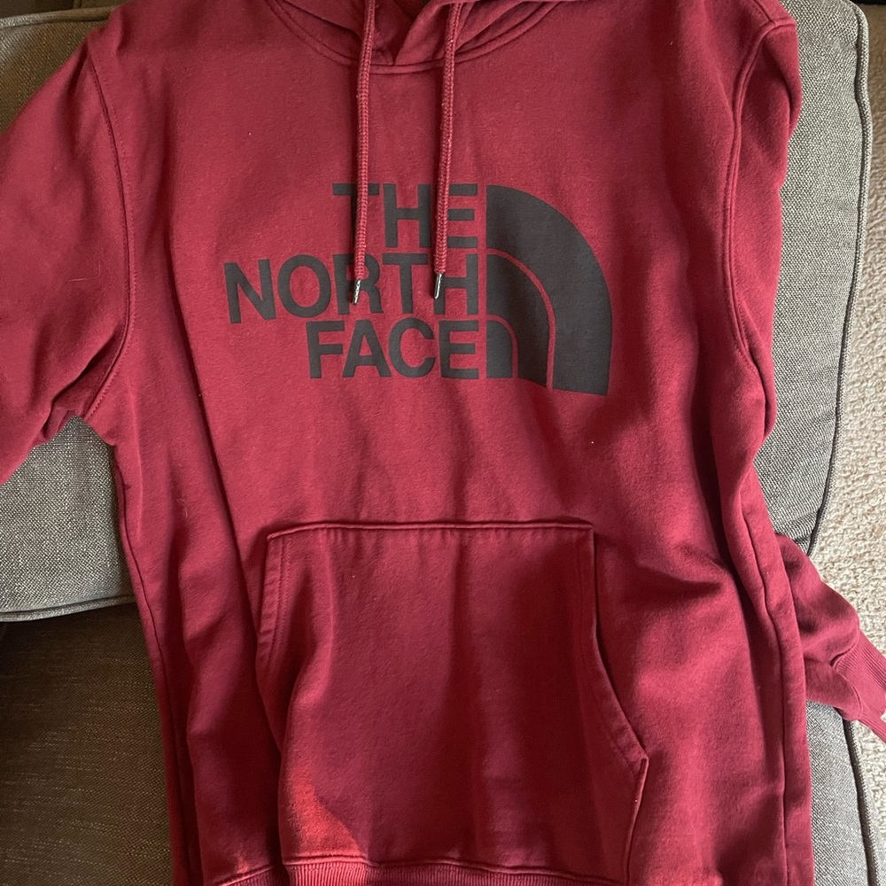 The North Face Burgundy Pullover Hoodie with Black Logo